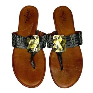 Naya Leather and Mother of Pearl Slide Sandals